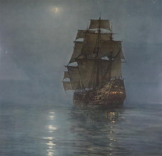 Montague Dawson (1890-1973) Crescent Moon 26 x 35cm